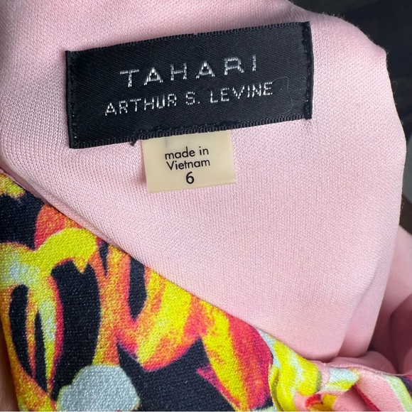 Tahari Arthur S. Levine Dress Size 6 Pink Floral Burst Sheath Wedding Guest - Picture 9 of 11